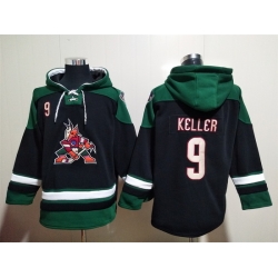 Men's Arizona Coyotes #9 Clayton Keller Black Ageless Must-Have Lace-Up Pullover Hoodie