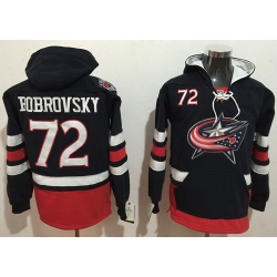 Men Columbus Blue Jackets 72 Sergei Bobrovsky Navy Blue Name  26 Number Pullover NHL Hoodie