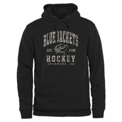 NHL Mens Columbus Blue Jackets Black Camo Stack Pullover Hoodie