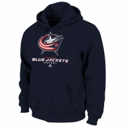 NHL Mens Columbus Blue Jackets Majestic Critical Victory VIII Fleece Hoodie Navy Blue