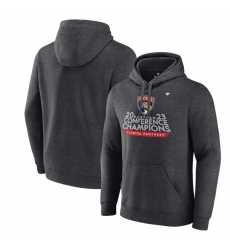 Men Florida Panthers Heather Charcoal 2023 Eastern Conference Champions Locker Room Pullover Hoodie