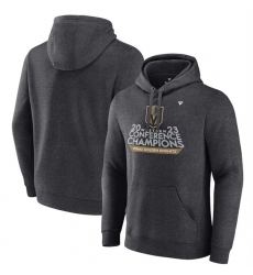 Men Vegas Golden Knights Heather Charcoal 2023 Western Conference Champions Locker Room Pullover Hoodie