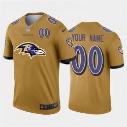 Men Women Youth Toddler Baltimore Ravens Custom Gold Men Nike Big Team Logo Player Vapor Limited NFL Jersey