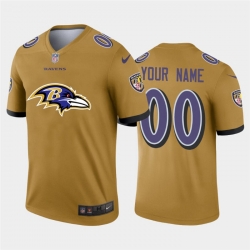 Men Women Youth Toddler Baltimore Ravens Custom Gold Men Nike Big Team Logo Vapor Limited NFL Jersey