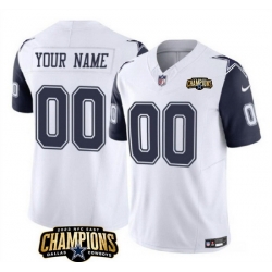 Men Dallas Cowboys Active Player Custom White Navy 2023 F U S E  NFC East Champions Patch Stitched Football Jersey