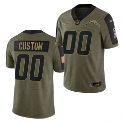 Men Women Youth Toddler  Los Angeles Chargers ACTIVE PLAYER Custom 2021 Olive Salute To Service Limited Stitched Jersey