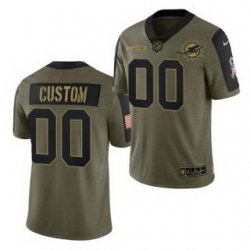 Men Women Youth Toddler Miami Dolphins Custom 2021 Olive Salute To Service Limited Jersey