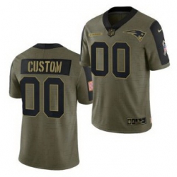 Men Women Youth Toddler New England Patriots Custom 2021 Olive Salute To Service Limited Jersey