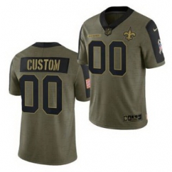 Men Women Youth Toddler New Orleans Saints Custom 2021 Olive Salute To Service Limited Jersey