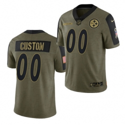 Men Women Youth Toddler  Pittsburgh Steelers ACTIVE PLAYER Custom 2021 Olive Salute To Service Limited Stitched Jersey