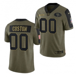 Men Women Youth Toddler  San Francisco 49ers ACTIVE PLAYER Custom 2021 Olive Salute To Service Limited