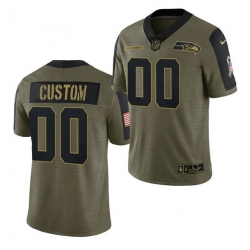 Men Women Youth Toddler  Seattle Seahawks ACTIVE PLAYER Custom 2021 Olive Salute To Service Limited