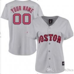 Men Women Youth All Size Boston Red Sox Majestic Grey Home Cool Base Custom Jersey
