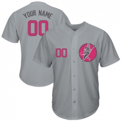 Men Women Youth Toddler All Size Chicago Cubs Gray Customized Pink Logo Cool Base New Design Jersey