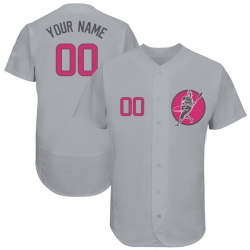 Men Women Youth Toddler All Size Chicago Cubs Gray Customized Pink Logo Flexbase New Design Jersey
