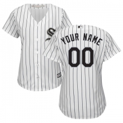 Men Women Youth All Size Chicago White Sox Majestic White Black Home Cool Base Custom Jersey