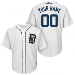 Men Women Youth All Size Detroit Tigers Majestic Road Cool Base Authentic Collection Custom Jersey White 3