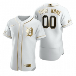 Men Women Youth Toddler All Size Detroit Tigers Custom Nike White Stitched MLB Flex Base Golden Edition Jersey
