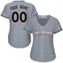 Men Women Youth All Size Miami Marlins Majestic Grey Home Cool Base Custom Jersey