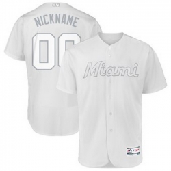 Men Women Youth Toddler All Size Miami Marlins Majestic 2019 Players Weekend Flex Base Authentic Roster Custom White Jersey