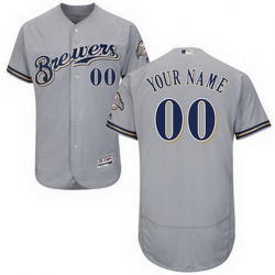 Men Women Youth All Size Milwaukee Brewers Majestic Flex Base Authentic Collection Custom Jersey Road Gray