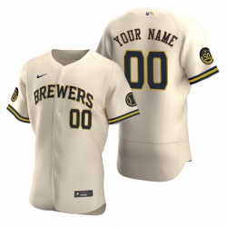 Men Women Youth Toddler All Size Milwaukee Brewers Custom Nike Cream Stitched MLB Flex Base Jersey