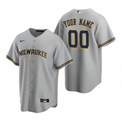 Men Women Youth Toddler All Size Milwaukee Brewers Custom Nike Gray Stitched MLB Cool Base Road Jersey