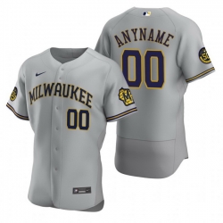 Men Women Youth Toddler All Size Milwaukee Brewers Custom Nike Gray Stitched MLB Flex Base 2020 Road Jersey