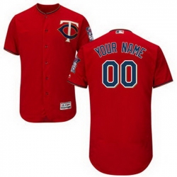 Men Women Youth All Size Minnesota Twins Majestic Road Flex Base Authentic Collection Custom Jersey Red