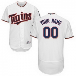 Men Women Youth All Size Minnesota Twins Majestic Road Flex Base Authentic Collection Custom Jersey White
