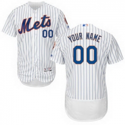 Men Women Youth All Size Flex Base New York Mets Majestic Home White Royal Authentic Collection Custom Jersey