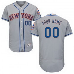 Men Women Youth All Size Flex Base New York Mets Majestic Road Gray Authentic Collection Custom Jersey