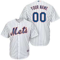 Men Women Youth All Size New York Mets Majestic White Royal Home Cool Base Custom Jersey White 3