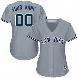 Men Women Youth All Size New York Yankee Custom Cool Base MLB Jersey Grey