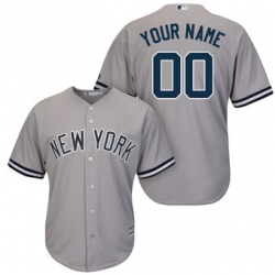 Men Women Youth All Size New York Yankees Majestic Gray Road Cool Base Custom Jersey