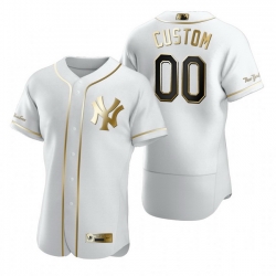 Men Women Youth Toddler All Size New York Yankees Custom Nike White Stitched MLB Flex Base Golden Edition Jersey