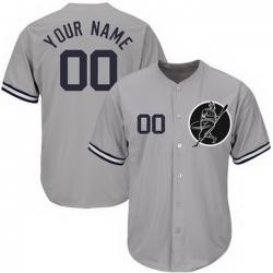Men Women Youth Toddler All Size New York Yankees Gray Customized Cool Base New Design Jersey