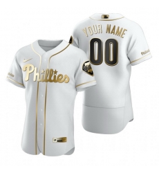 Men Women Youth Toddler All Size Philadelphia Phillies Custom Nike White Stitched MLB Flex Base Golden Edition Jersey