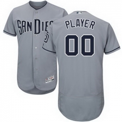 Men Women Youth All Size San Diego Padres Majestic Gray Road Flex Base Authentic Collection Custom Jersey