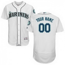 Men Women Youth All Size Seattle Mariners Majestic Home White Flex Base Authentic Collection Custom Jersey