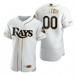 Men Women Youth Toddler All Size Tampa Bay Rays Custom Nike White Stitched MLB Flex Base Golden Edition Jersey