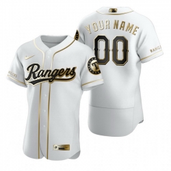 Men Women Youth Toddler All Size Texas Rangers Custom Nike White Stitched MLB Flex Base Golden Edition Jersey