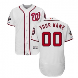 Men Women Youth Toddler All Size Washington Nationals Majestic 2019 World Series Champions Home Authentic Flex Base Custom White Jers