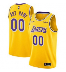 Men Women Youth Toddler All Size Nike Custom Los Angeles Lakers Gold NBA Swingman Icon Edition Jersey