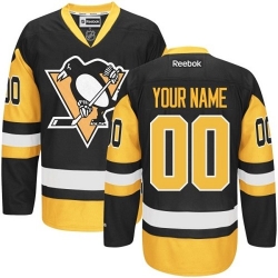 Men Women Youth Toddler Youth Black Gold Jersey - Customized Reebok Pittsburgh Penguins Third