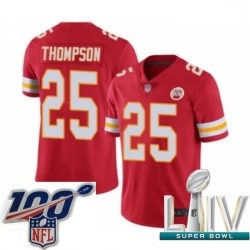 2020 Super Bowl LIV Men Kansas City Chiefs #25 Darwin Thompson Red Team Color Vapor Untouchable Limited Player Football Jersey