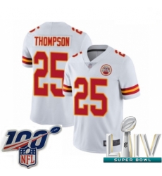 2020 Super Bowl LIV Men Kansas City Chiefs #25 Darwin Thompson White Vapor Untouchable Limited Player Football Jersey