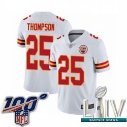 2020 Super Bowl LIV Men Kansas City Chiefs #25 Darwin Thompson White Vapor Untouchable Limited Player Football Jersey