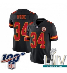 2020 Super Bowl LIV Men Kansas City Chiefs #34 Carlos Hyde Limited Black Rush Vapor Untouchable Football Jersey