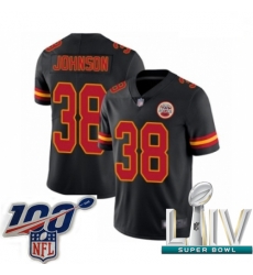 2020 Super Bowl LIV Men Kansas City Chiefs #38 Dontae Johnson Limited Black Rush Vapor Untouchable Football Jersey
